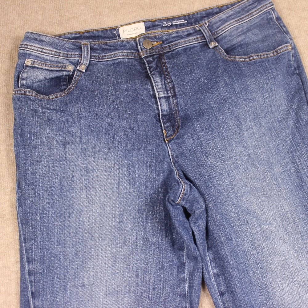 Pilcro and the Letterpress Anthropologie Wide Leg Jeans Women 33 Medium‎ Wash